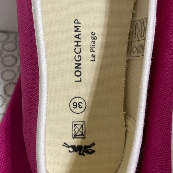 Longchamp Fuchsia and White Canvas Flats - Picture 4 of 10